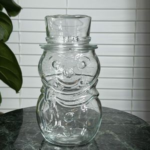Vintage Libbey Canada Snowman Candy Jar Cookie Jar
